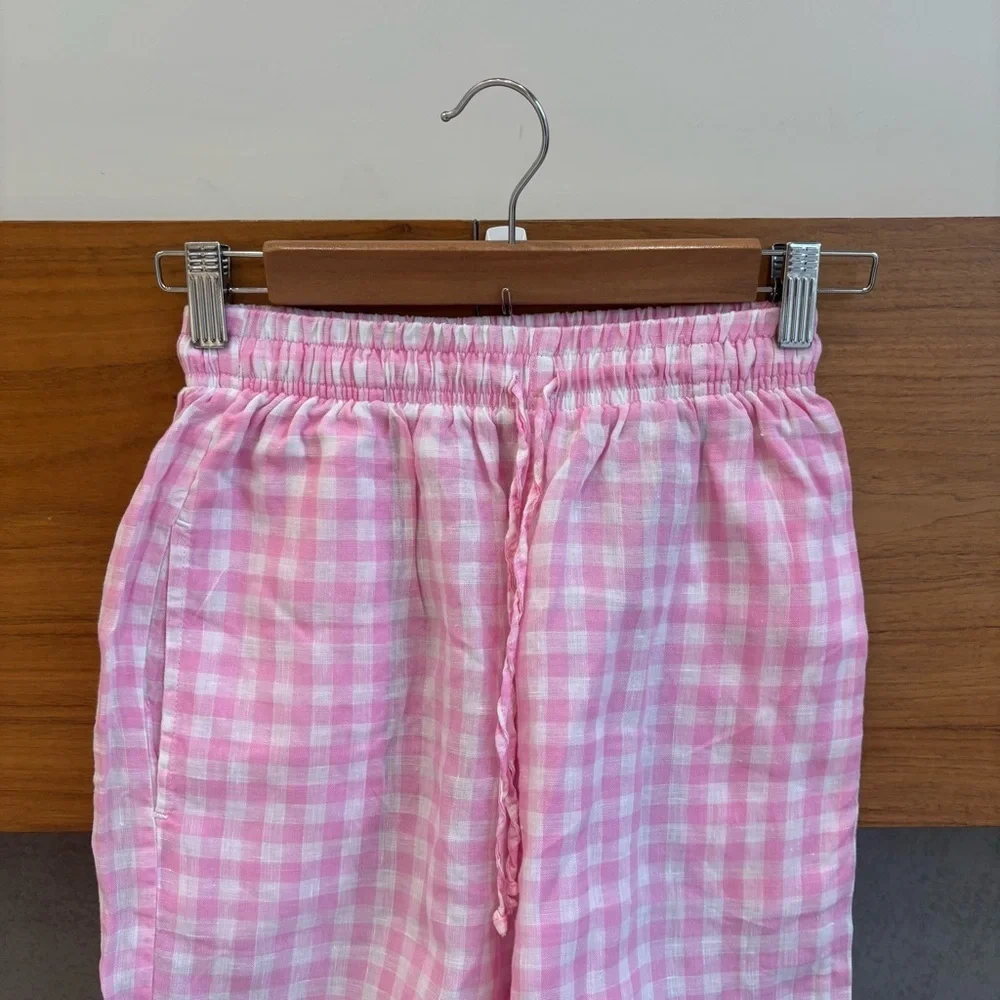 FRANKIES‎ BIKINIS Lou Gingham Shorts In Pink, Size S